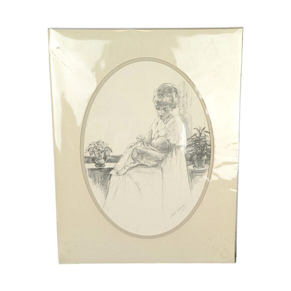 1975 Sharon Johnson Mother and Child Prints: Vintage Nursery Wall Art, Set of 2 - Picture 3 of 7